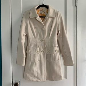 Cream wool pea coat